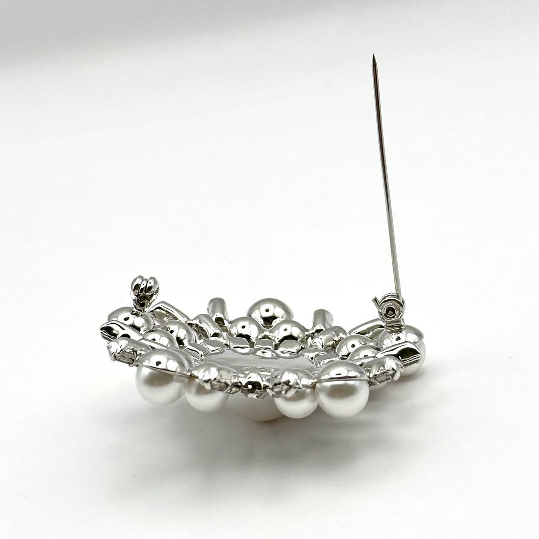 Rene ルネ ブローチ フェイクパール ビジュー シルバーカラー