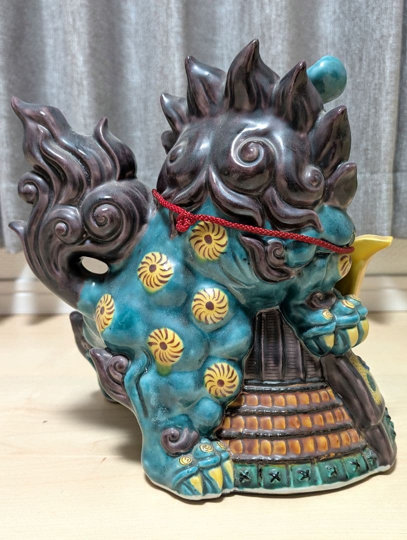 九谷焼 獅子 兜 縁起物 置物 陶器 骨董品 時代物 アンティーク 古民家