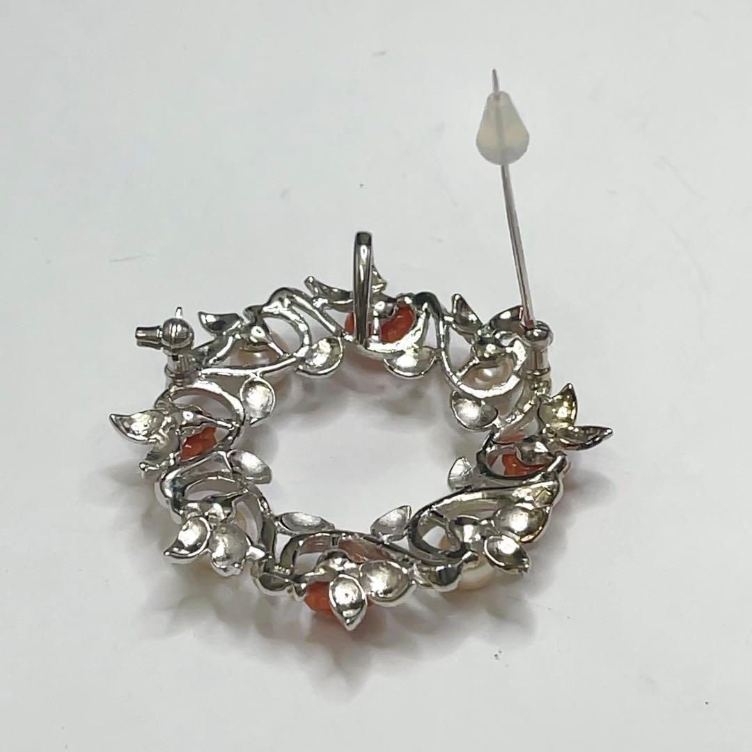 美品！アコヤ真珠×赤珊瑚 薔薇彫刻 シルバーブローチ＆ペンダントトップ 925