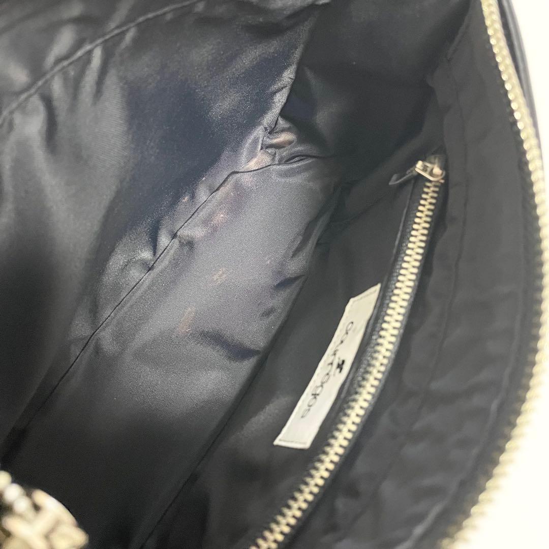 courreges クレージュ ロゴ ミニ ハンドバッグ ブラック レザー