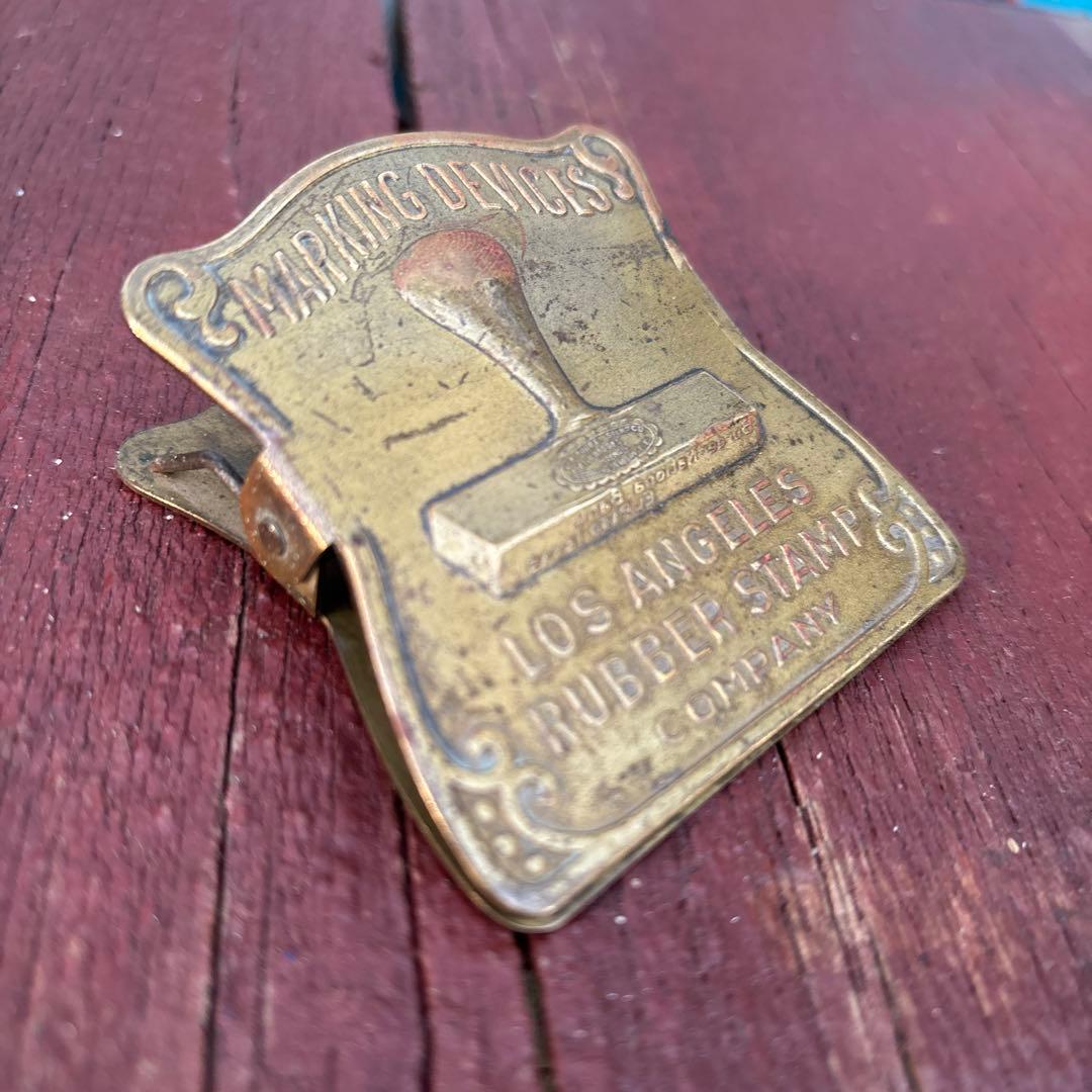 USA VTG真鍮製ペーパークリップ1920s RUBBER STAMP Co.
