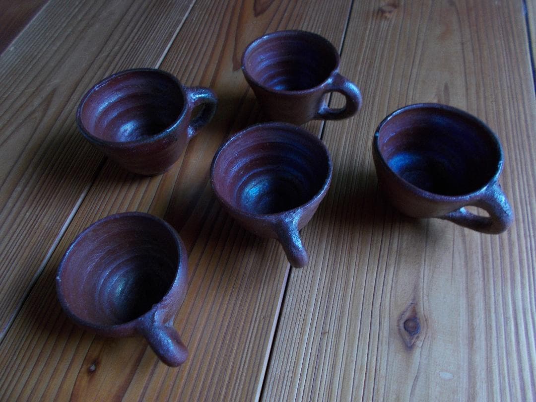 備前焼⑨　コーヒーカップ５個組　五一郎【18】