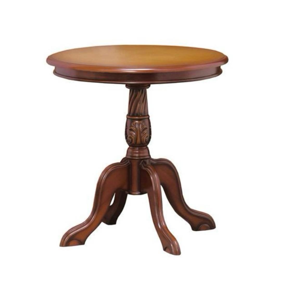 英国調円形テーブル/サイドテーブル 幅60cm ブラウン