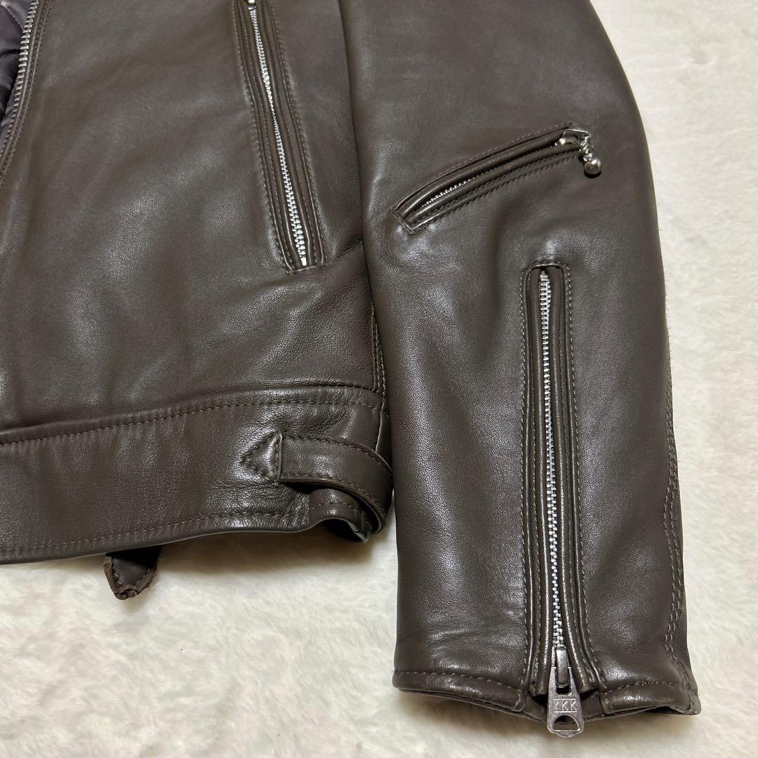 極美品 ナノユニバース レザーライダースジャケット M 羊革 ラムレザー