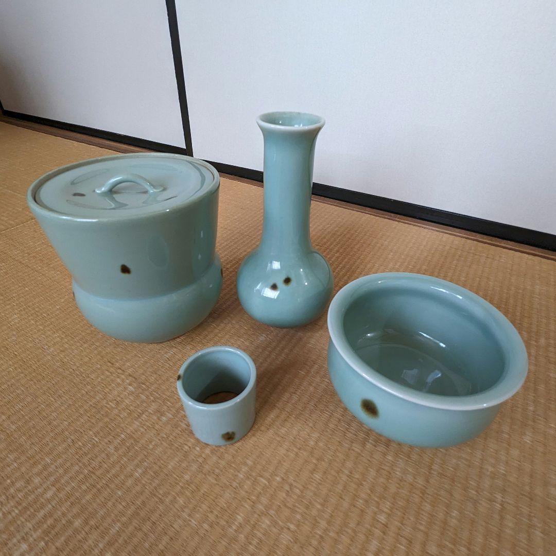 皆具　水指　杓立　建水　蓋置　　飛青磁　箱なし