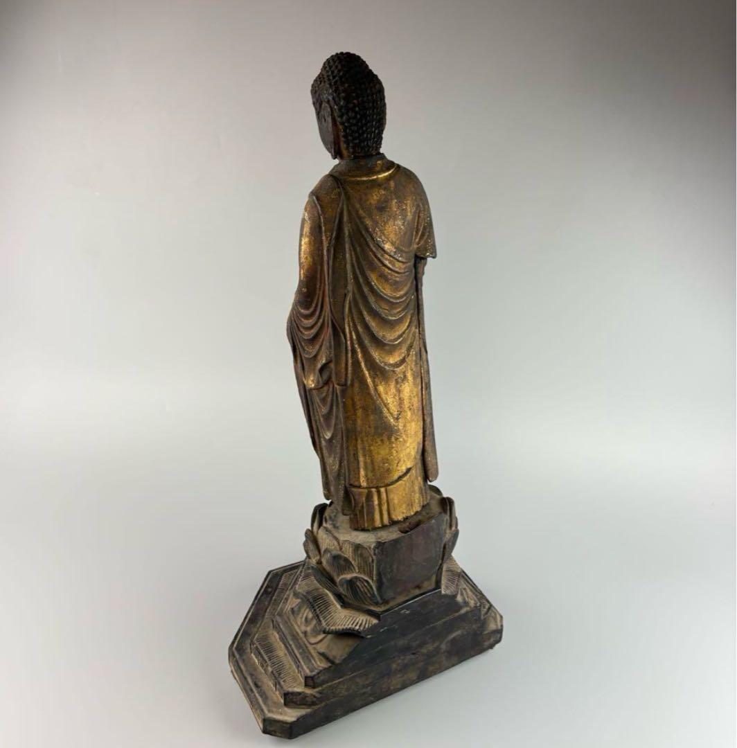 時代 仏教美術 木彫 如来 仏像 高さ約53cm 釈迦 如来