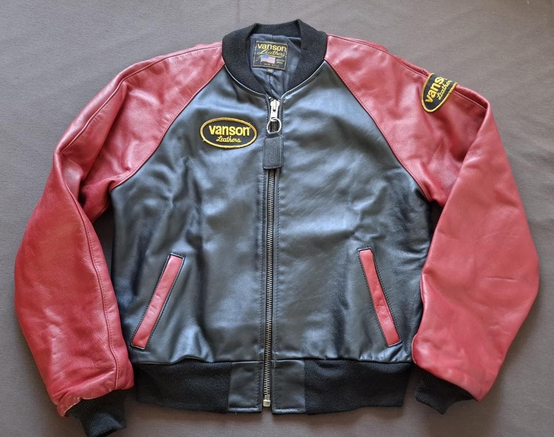 VANSON チームジャケット 赤黒レザージャケット【年代物・古着】