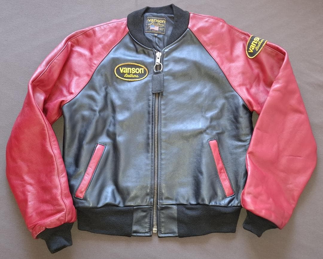 VANSON チームジャケット 赤黒レザージャケット【年代物・古着】