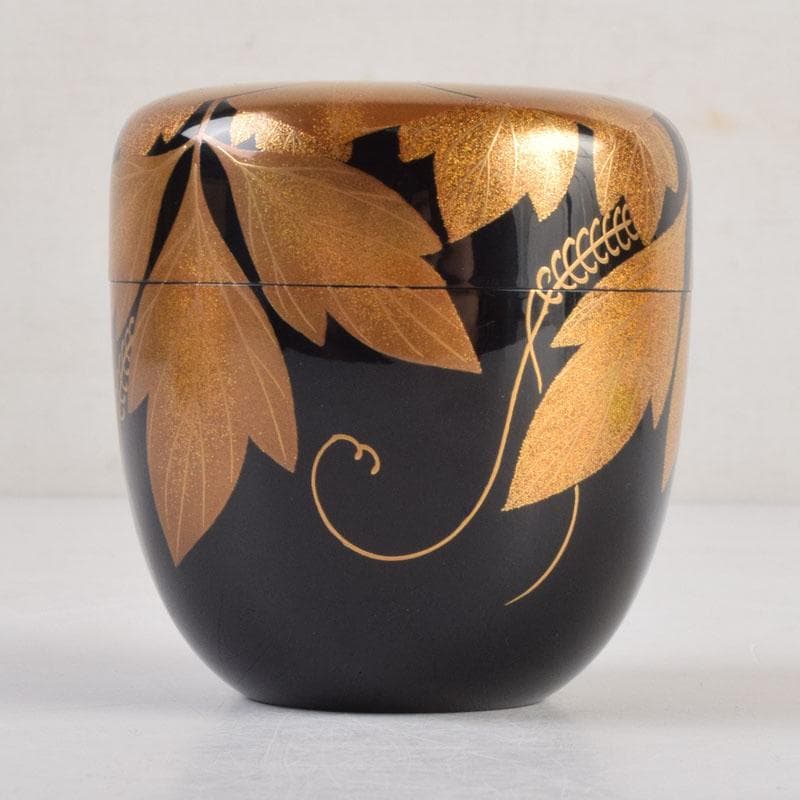 茶道具　輪島塗　栄伸堂　花草蒔絵　棗　共箱　V　9168