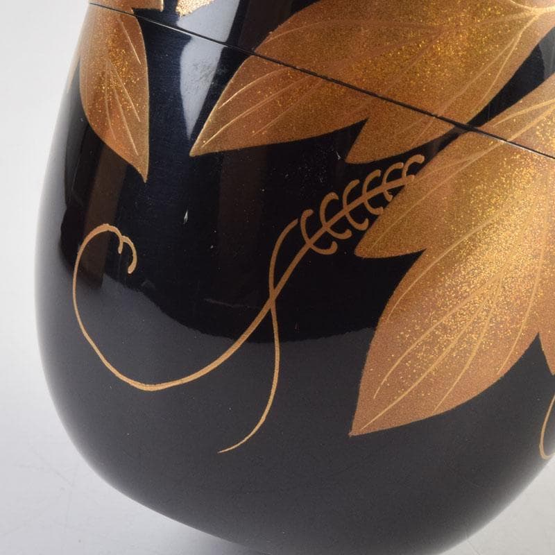 茶道具　輪島塗　栄伸堂　花草蒔絵　棗　共箱　V　9168