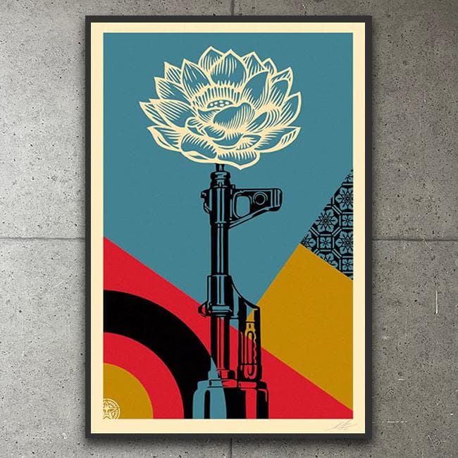 額装済/AK-47 Lotus 手書きサイン入り（オベイ）/アートポスター