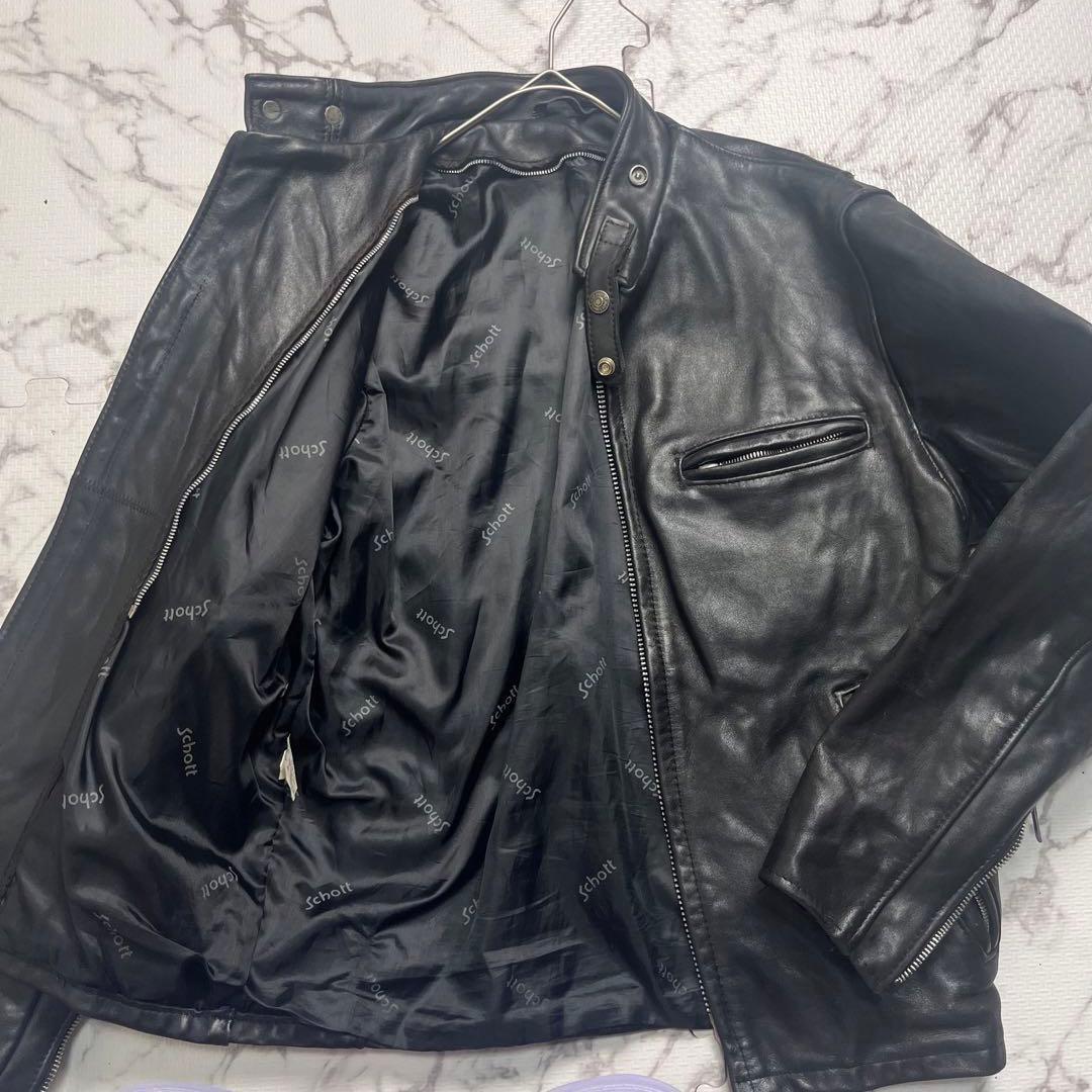 【米国製】✨ schott シングルライダース 641 38size 黒色 本革