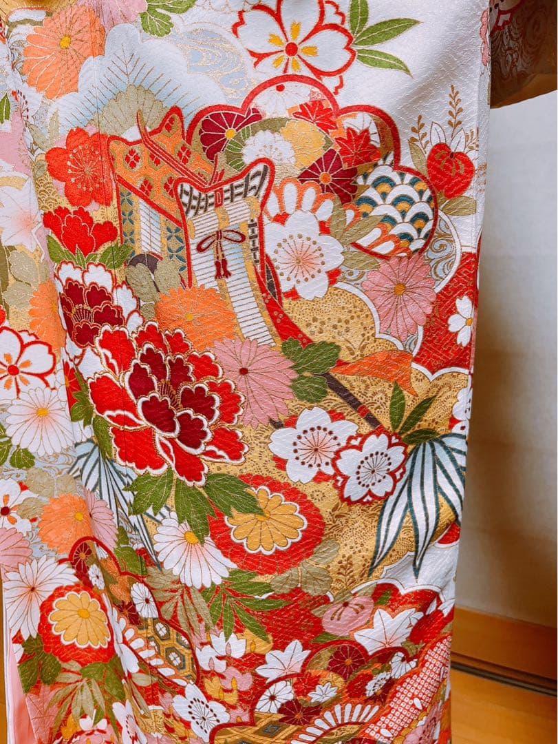 正絹振袖　成人式　振袖セット　結納　袋帯　振袖フルセット　白　ホワイト　ピンク