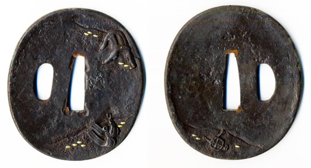 日本刀　鍔　馬具の図柄