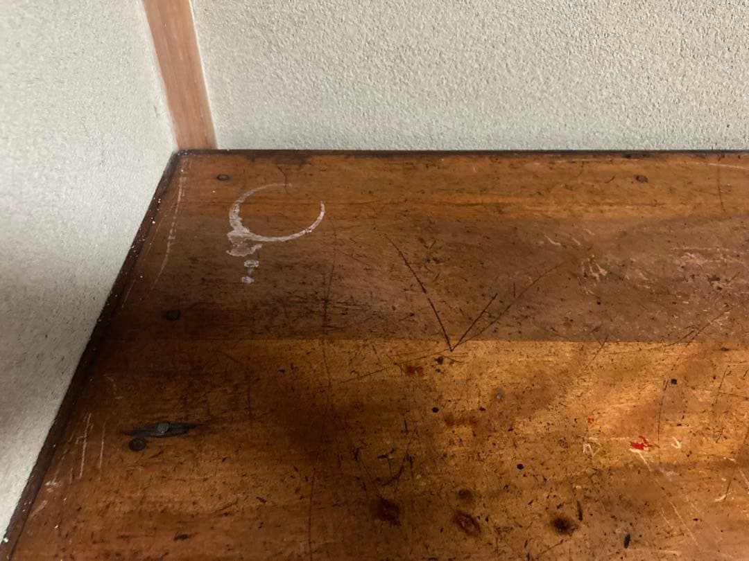 アンティーク　木製片袖机 引き出し付き