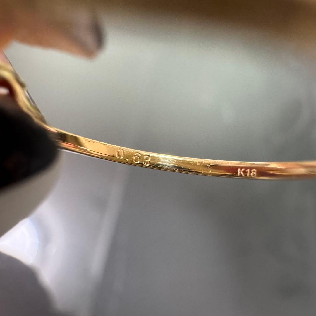 k18金イエローゴールドリング　指輪　ピンクサファイア0.63ct ダイヤモンド