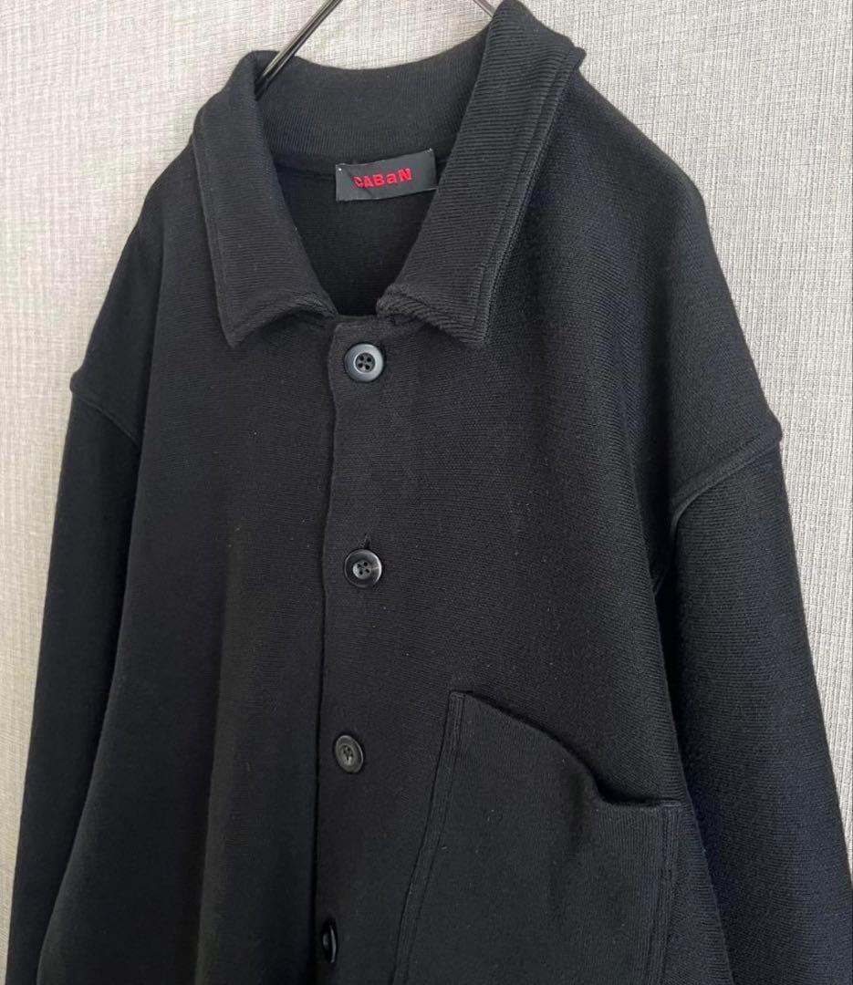 CABaN コットンカシミヤ ミラノリブニットジャケット シャツカーディガン 黒