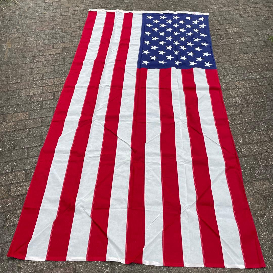 特大！BIG アメリカヴィンテージ星条旗cottonフラッグ　USAアンティーク
