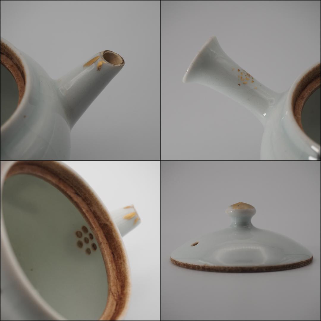 京焼 清水七兵衛 金彩色絵人物図 横手急須