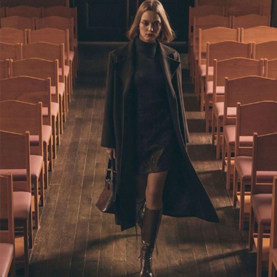 未使用:AMBIENTメルトンウールラップコート ブラック