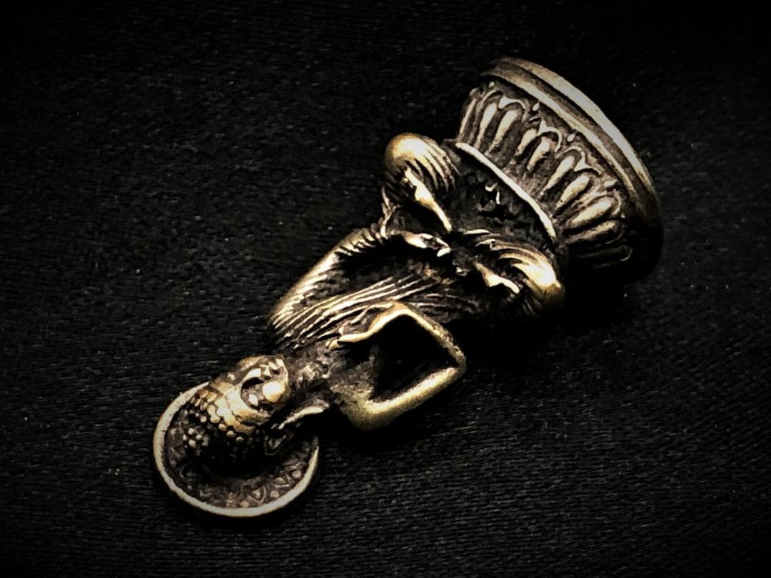 【 タイ鍍銀仏 】　骨董携行仏　ブラーフミー系文字刻