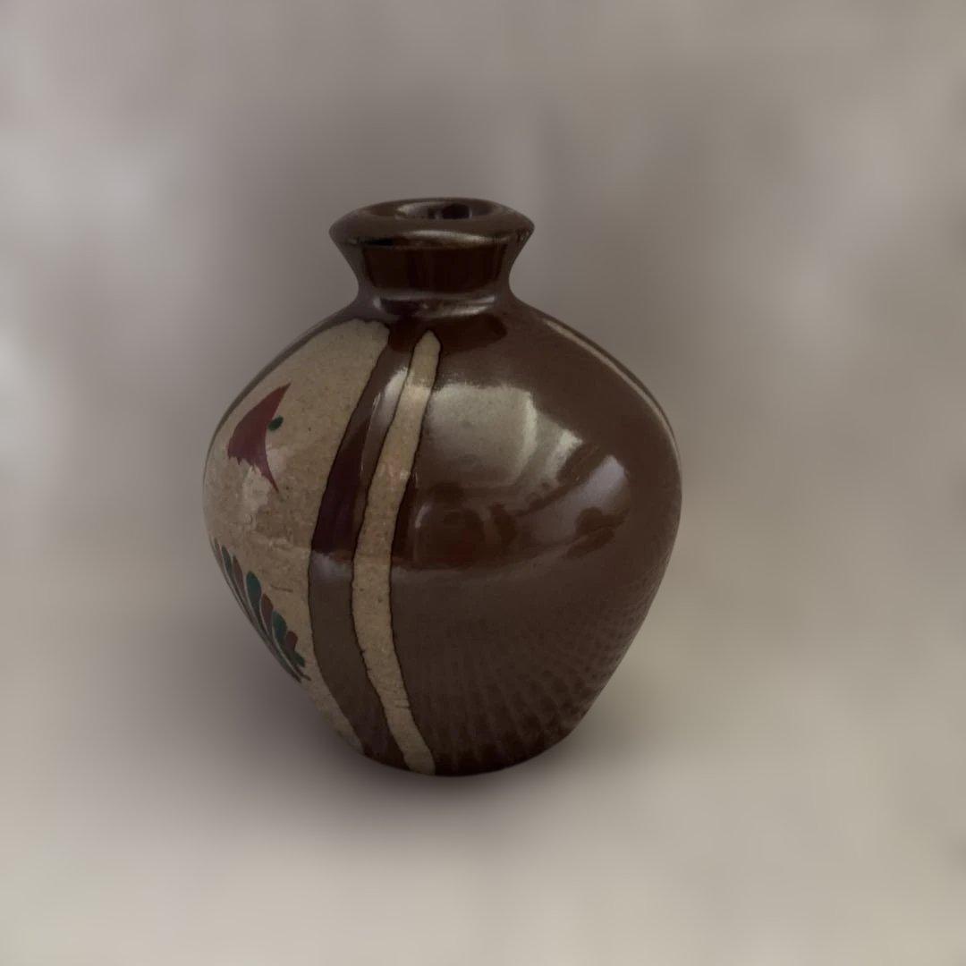 濱田友緒　柿釉赤絵花瓶