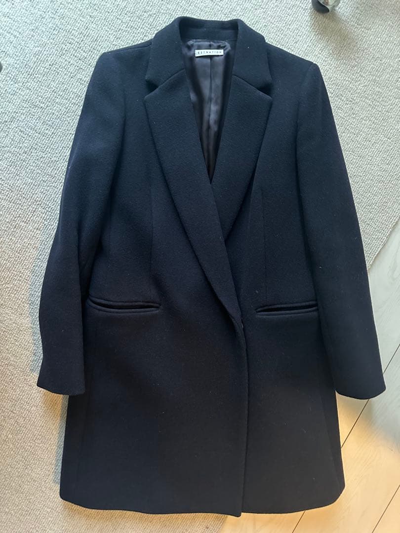 値下❗️Estnation エストネーション　ダークネイビーコート　ダブルブレスト