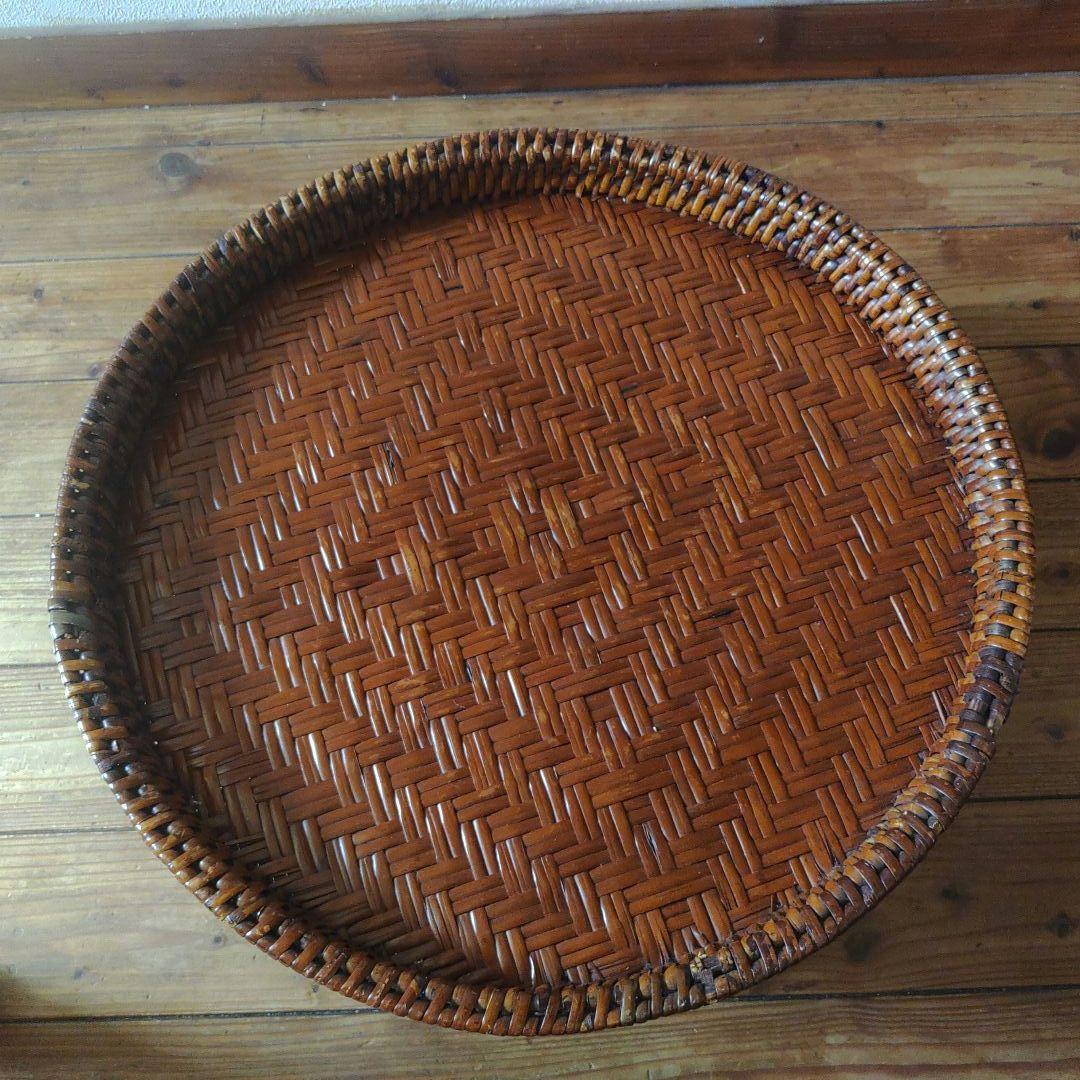 カントークテーブル　籐ラタンローテーブル　直径約46㎝×高さ約20㎝　重さ約1㎏