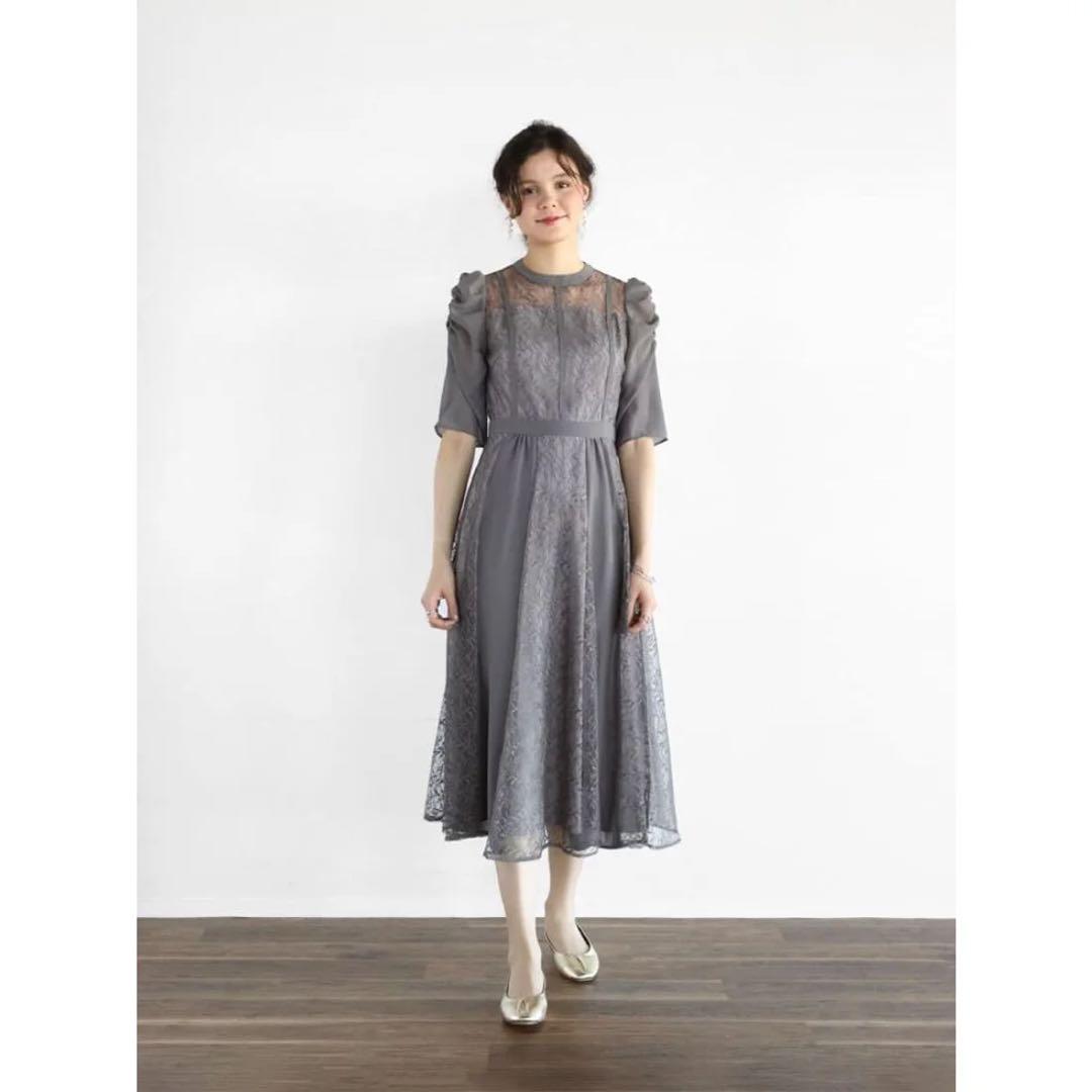 petirobe ボリュームショルダーバイカラードレス