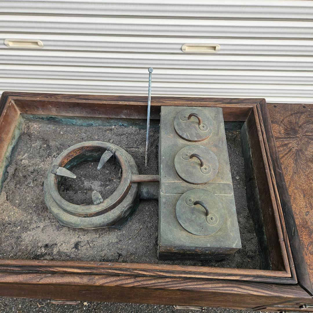 長火鉢 燗銅壷付き五徳 引出し付 囲炉裏 火鉢 古道具 アンティーク