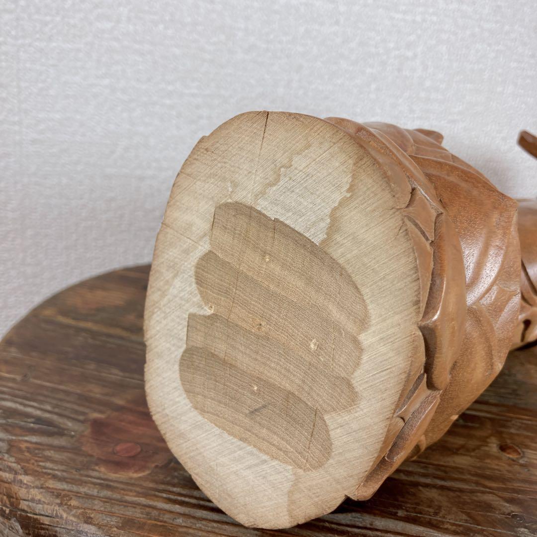 聖観音菩薩立像　一木造　高さ40ｃｍ　菩薩像　木彫り　彫刻　在銘　秀竹刀　柘植