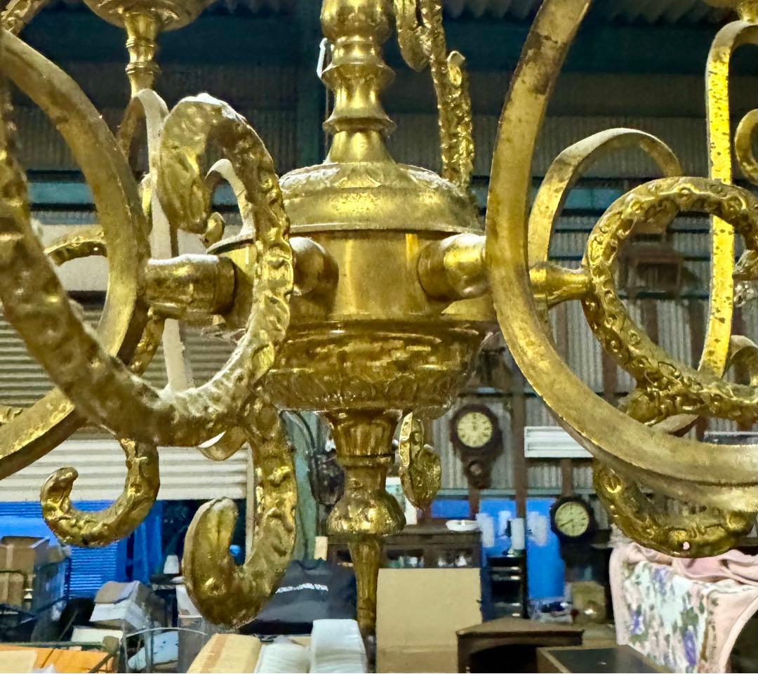 アンティーク 西洋シャンデリア 直径55×高さ60 ヴィンテージ 艶消しゴールド