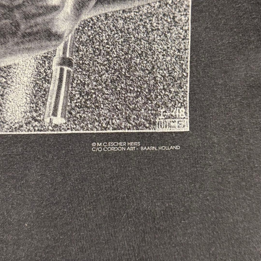 90年代 MCエッシャー　描く手　tシャツ　古着　M フェード