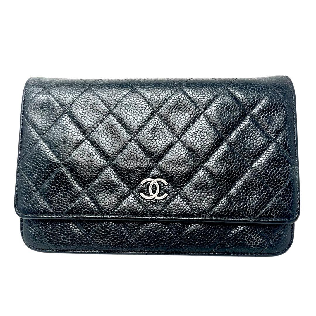 CHANEL シャネル キャビアスキン マトラッセ チェーンウォレット 長財布