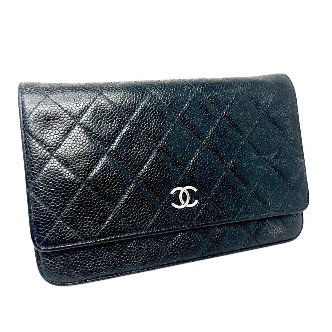CHANEL シャネル キャビアスキン マトラッセ チェーンウォレット 長財布