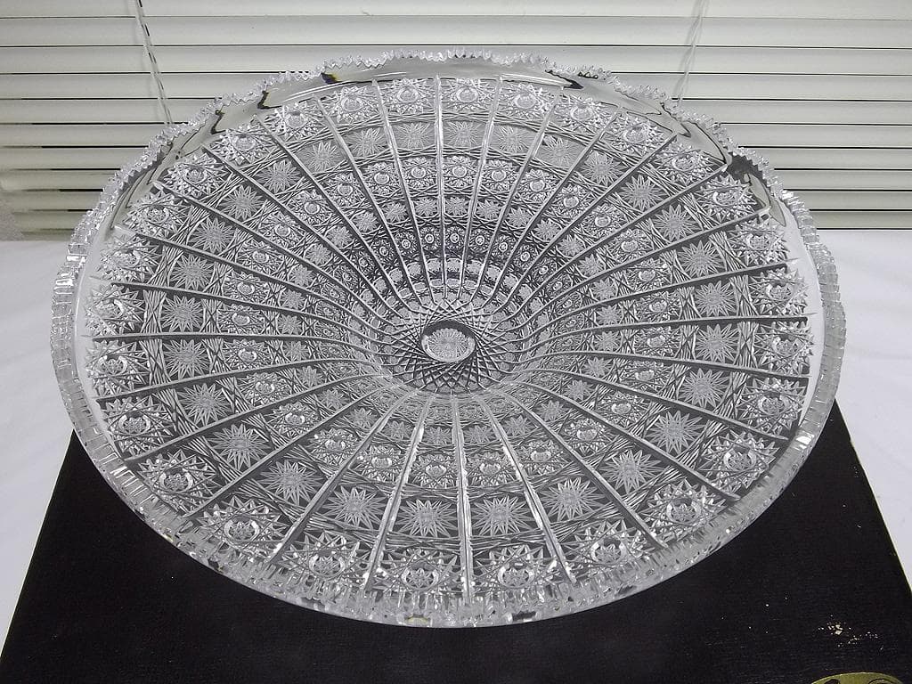 ボヘミアガラス 飾り皿 大皿 直径35cm ボヘミアンガラス ボヘミアングラス
