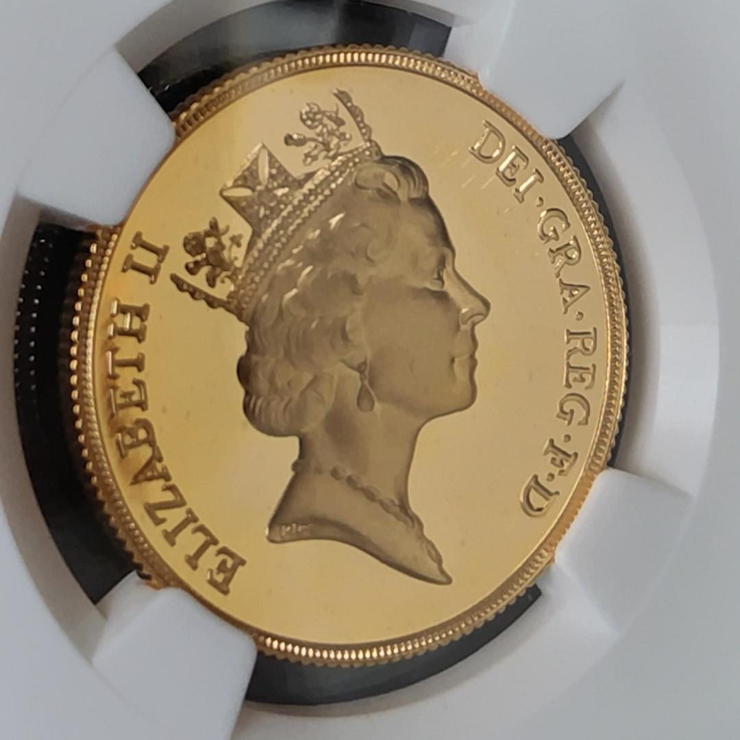 1987年/イギリス/PF70/ミドルエリザベス/金貨/2ソブリン/NGC