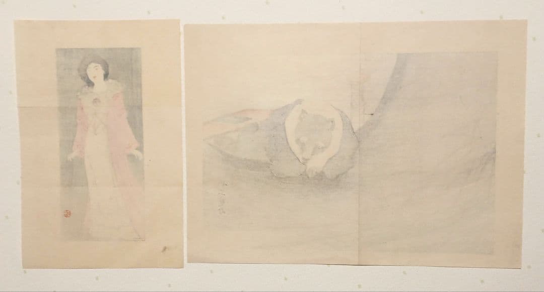 小説故郷の口絵中沢弘光画と河鍋暁斎の口絵狸の2枚売りです