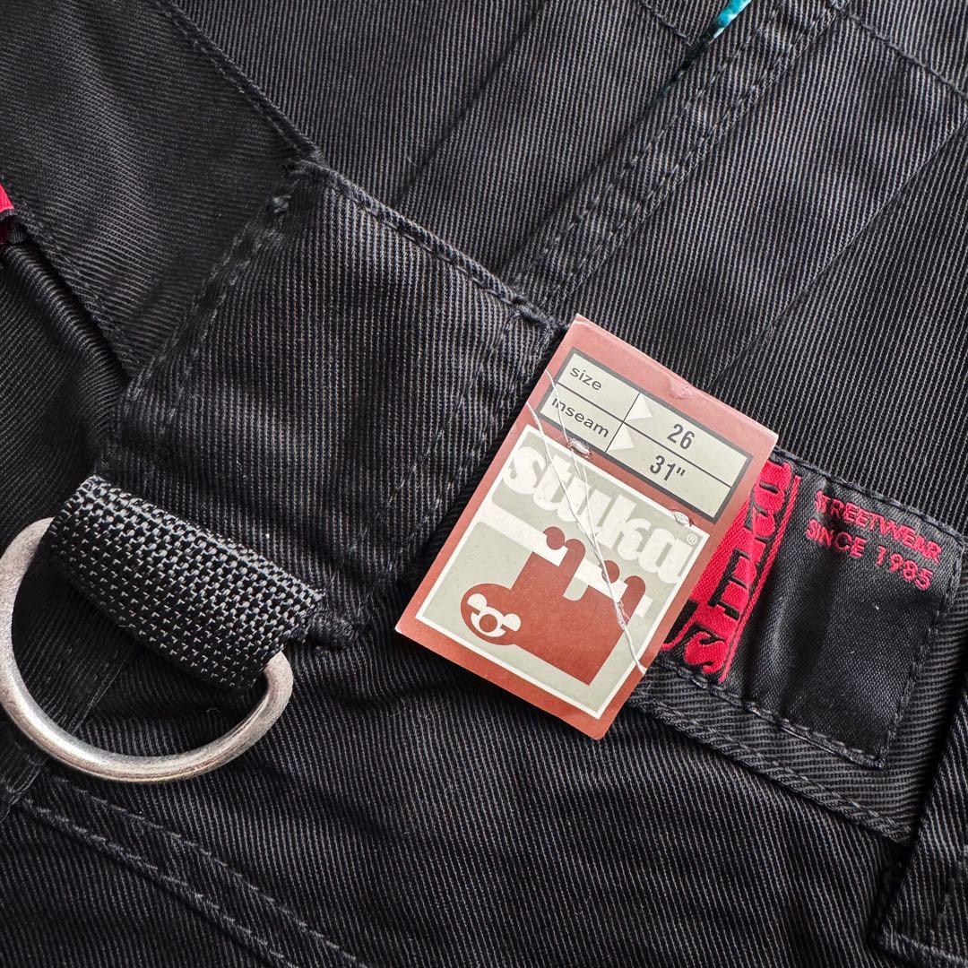 80s NOS \"stuka\" rave pants BLACK × RED