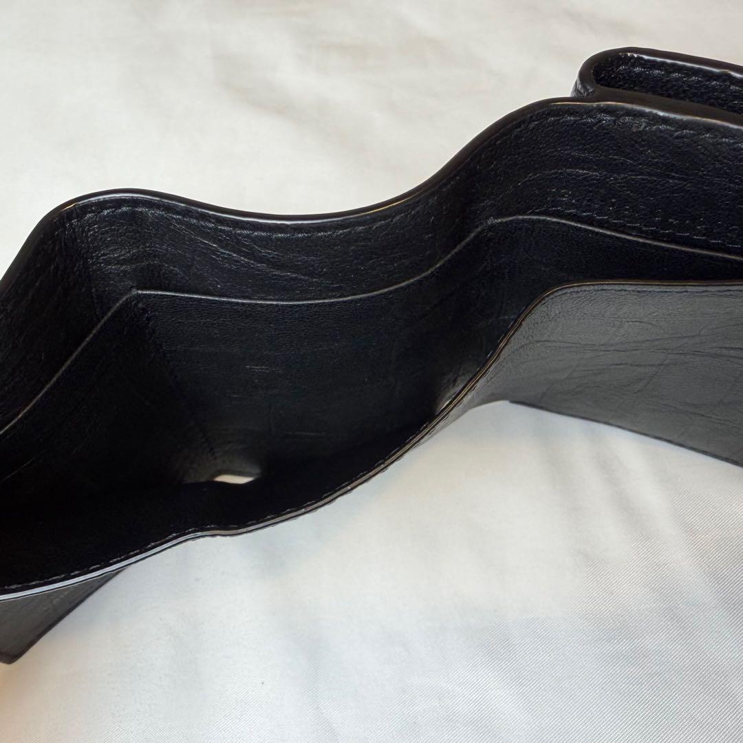 極美品✨サンローラン YSL カサンドラ クロコ型押し 三つ折り財布 黒