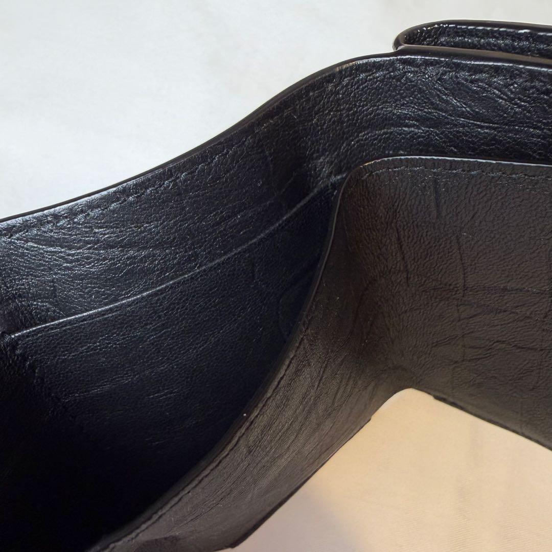 極美品✨サンローラン YSL カサンドラ クロコ型押し 三つ折り財布 黒