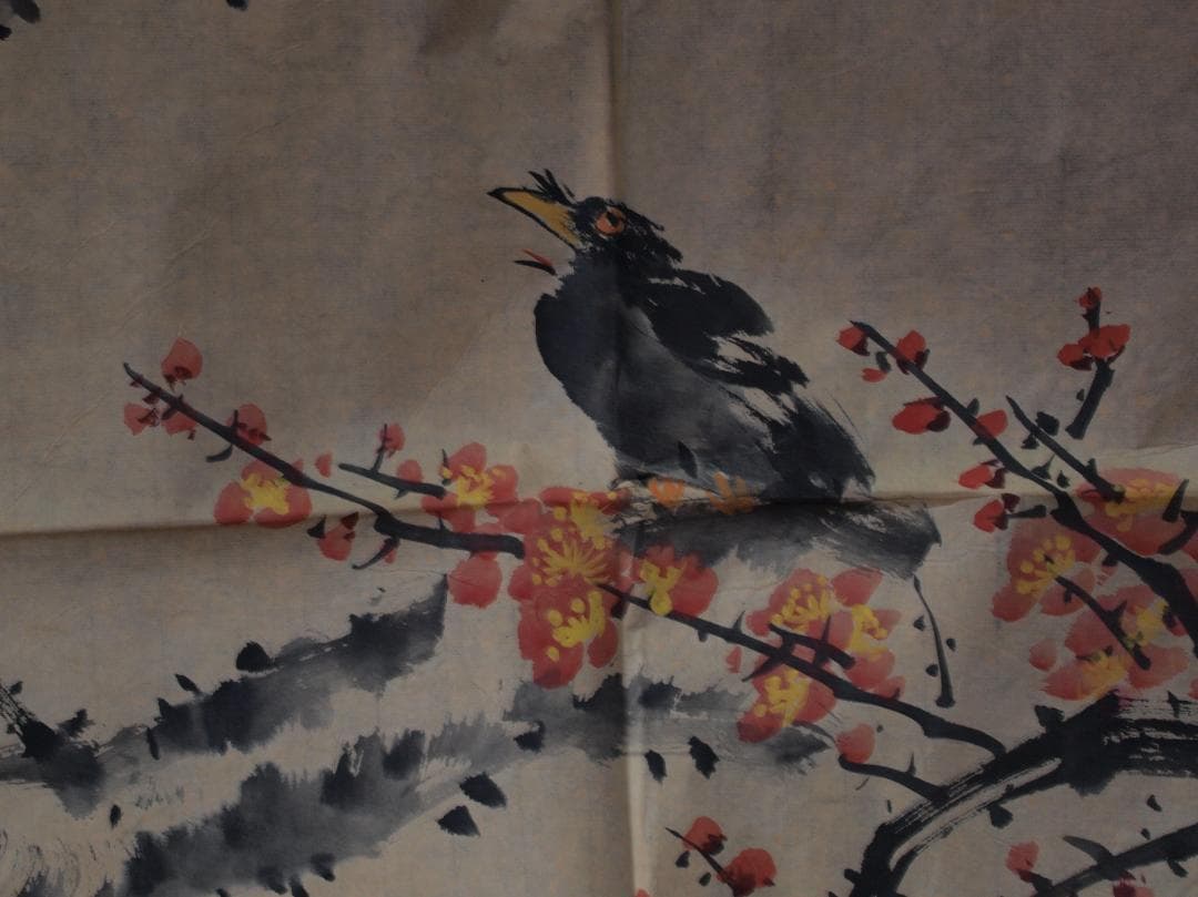 南宋時代古掛け軸「王成喜作　花図　絹本」古美術古董品 AK2151A12-3