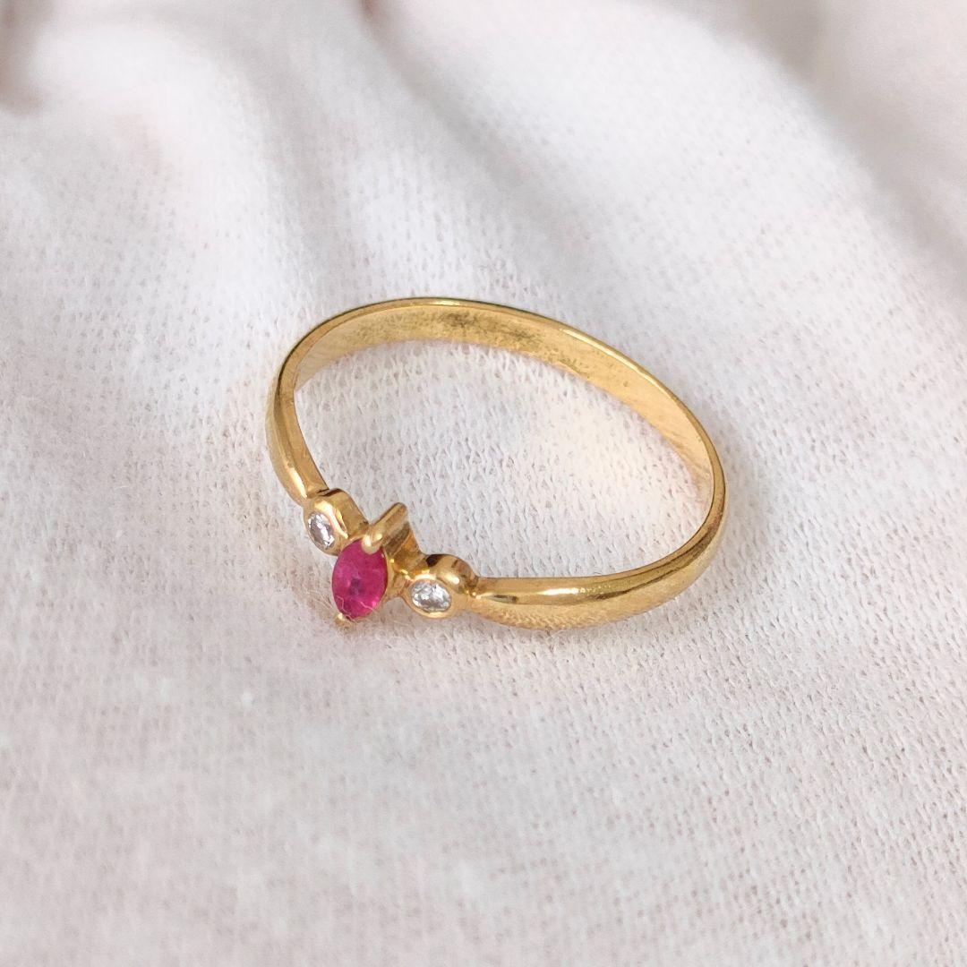 K18　天然石ルビー　天然ダイヤモンド　リング　指輪　ゴールド　ルビー　11