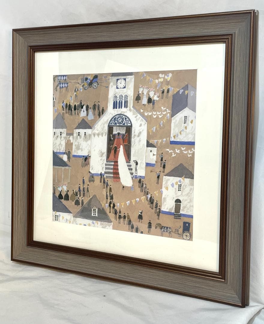 【新品】安野光雅「結婚式」ポスター 複製画　額付 あんのみつまさ