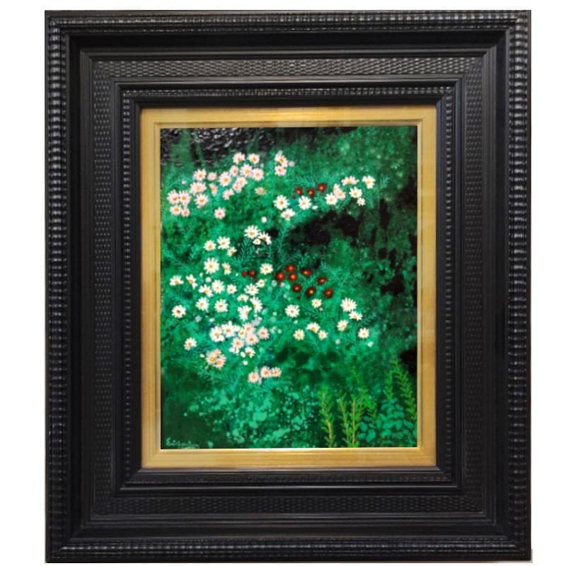 ☆高橋英生☆「コスモス」油絵　F3号　未使用額！