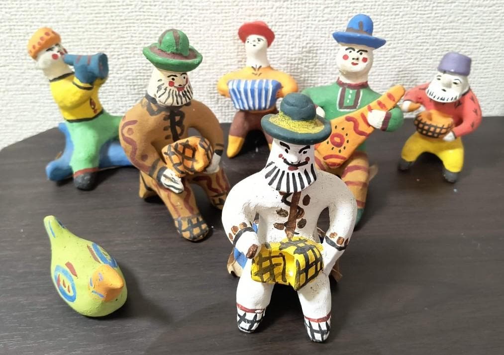 旧ソ　伝統工芸品　民芸品　ディムカヴァ・ディムコヴォ 土人形　楽器弾き人形