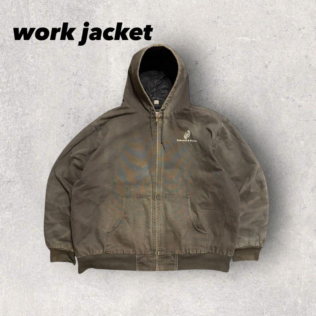 【ダック地ジャケット】アクティブジャケット　裏地キルティング　企業ロゴ 3XLi