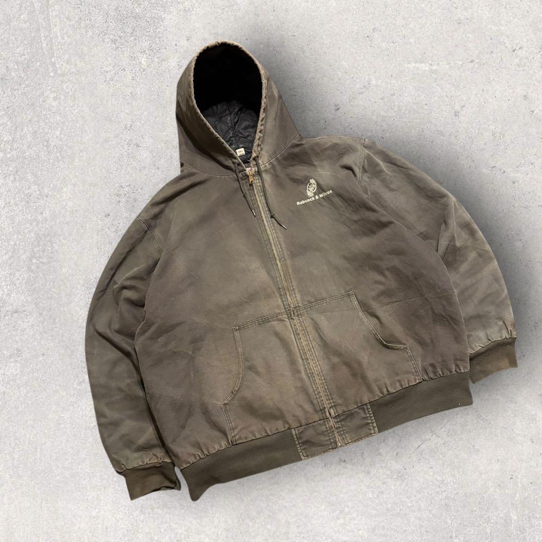 【ダック地ジャケット】アクティブジャケット　裏地キルティング　企業ロゴ 3XLi