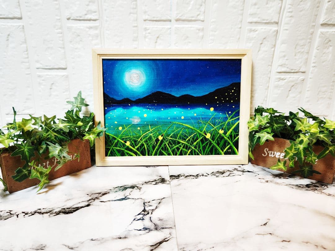 油絵 絵画【ほたるの里】