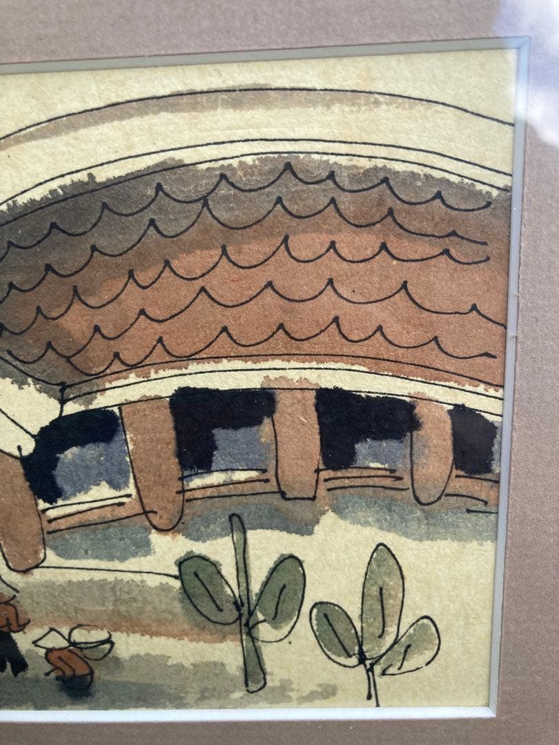 H. CHINH 農村風景 絵画 木製フレーム付き